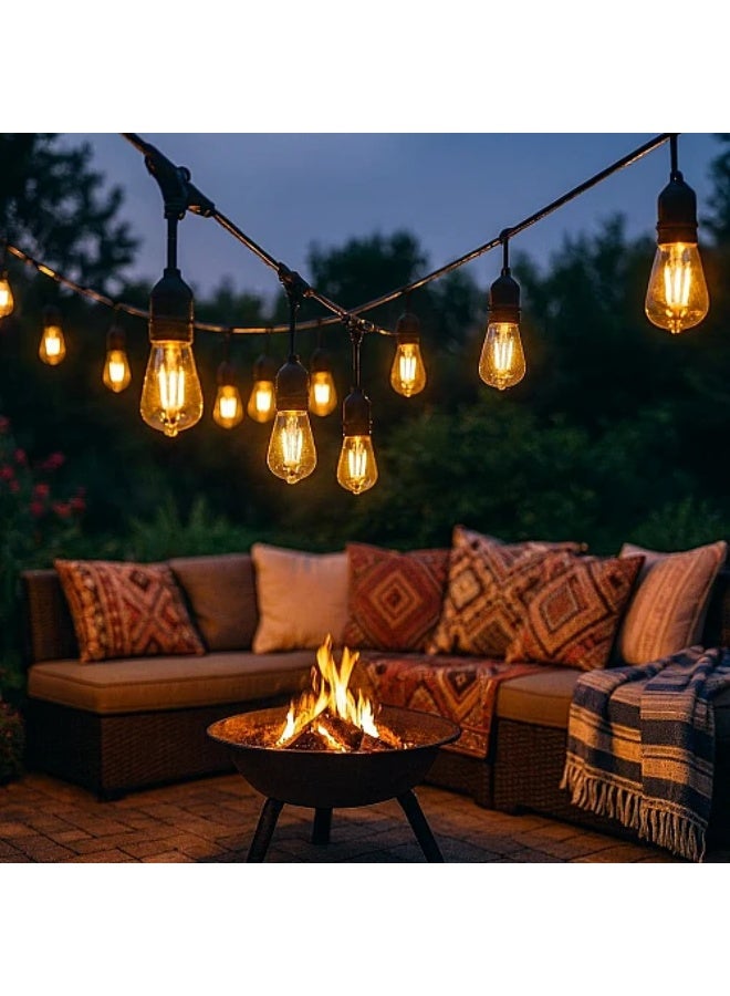 عقود لمبات انارة بلمسة فنية وفاخرة للمناسبات طول 25 متر اسود 1 لمبة لكل متر 25 لمبة قاعدة E27 المطور (إمكانية توصيل عدة عقود ببعضها) - Image 3